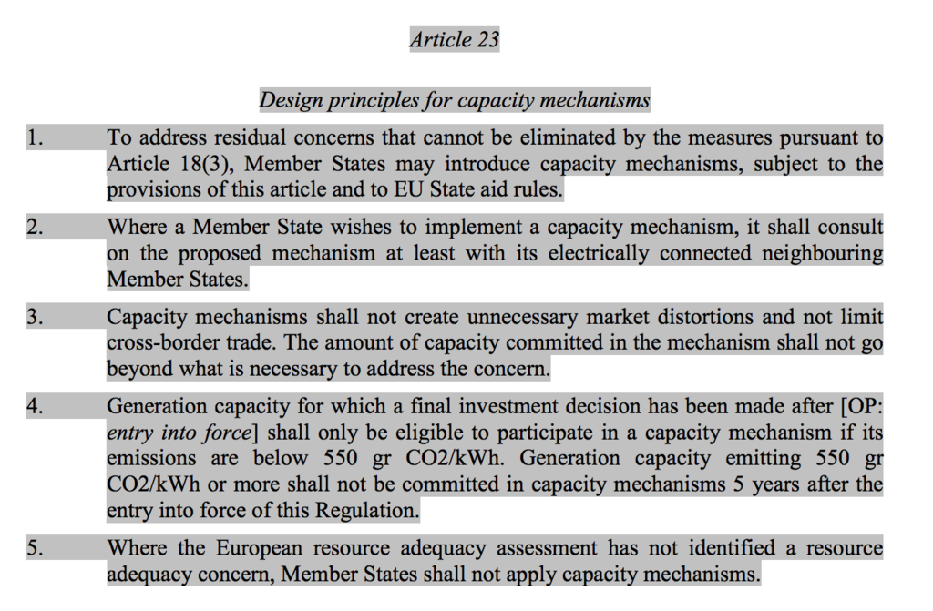提取的新的欧盟法规,制定能力机制的新设计。来源:监管的欧洲议会和理事会内部的电力市场