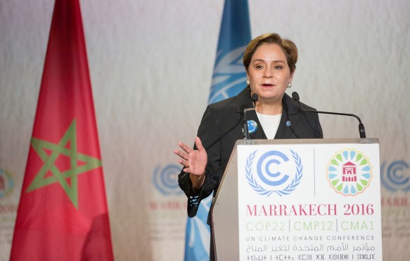 联合国气候变化框架公约执行秘书帕特里夏·埃斯皮诺萨在马拉喀什COP22上
