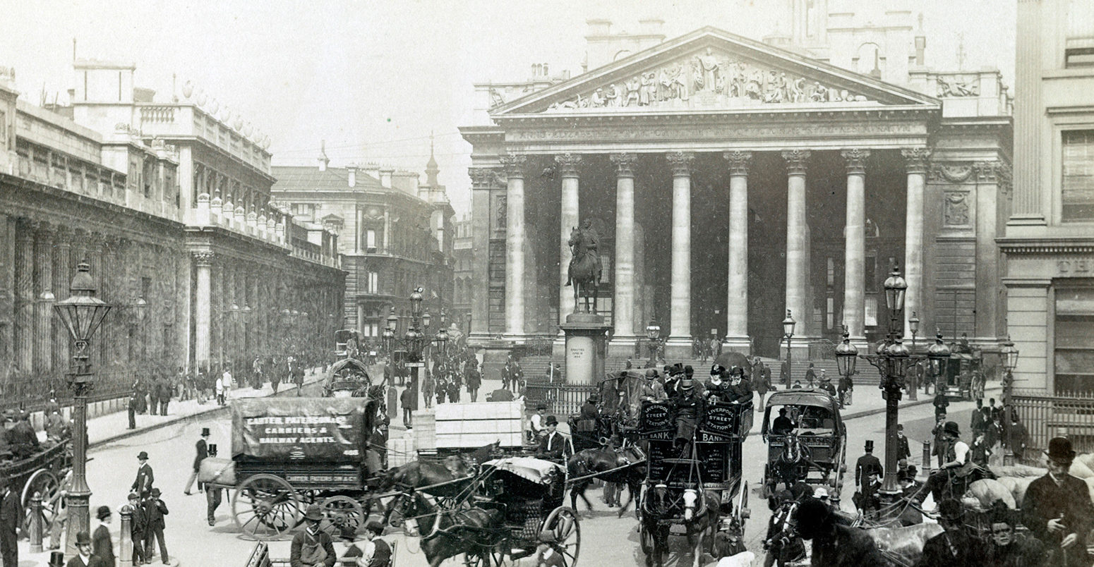 E08DRF Royal Exchange，英国伦敦，英国。大约1890年代。图片拍摄1890。确切的日期未知。
