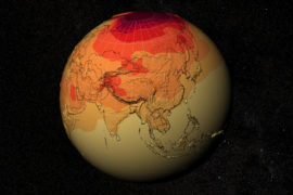 气候模型项目21世纪的全球气温。信用：Alex Kekesi / NASA的科学可视化工作室