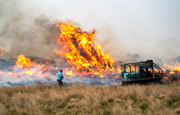 2019年4月23日，苏格兰莫雷的野火。信贷：Jasperimage / Alamy Stock Photo。