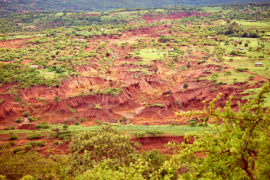 田园荒漠化和过度农业造成的土地侵蚀，坦桑尼亚。信用：Stephan Schramm / Alamy股票照片。HFA65N.