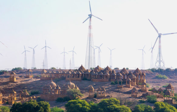 印度Jaisalmer的风电场。来源:Prisma by Dukas Presseagentur GmbH / Alamy Stock Photo。DY917K