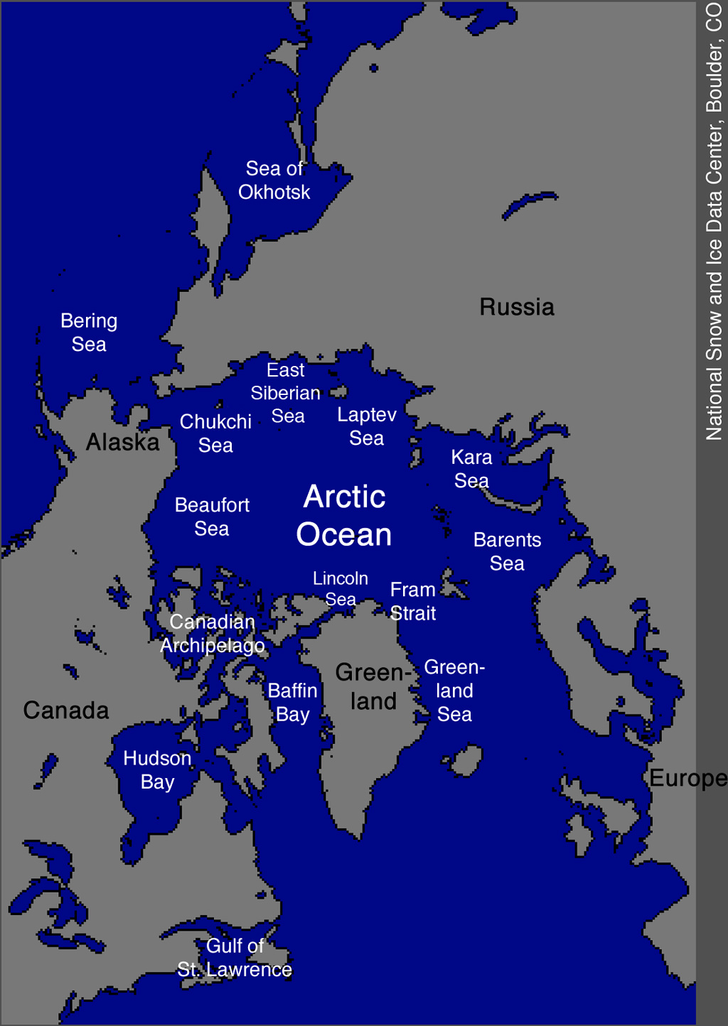 一张北冰洋的地图。