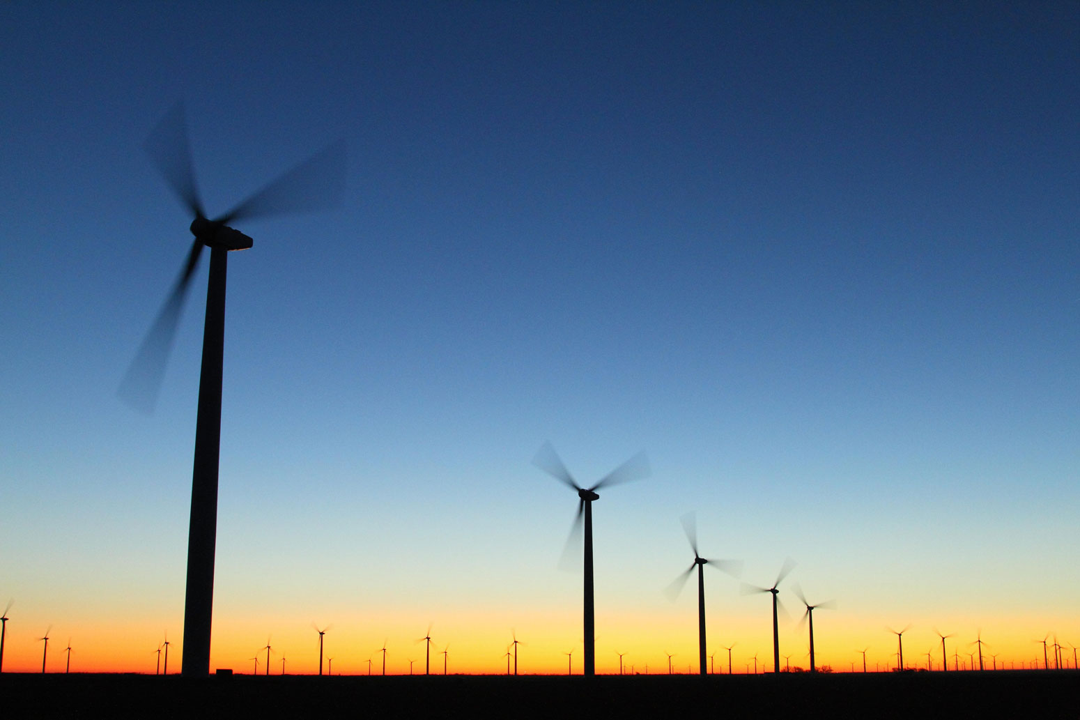在德克萨斯州可再生发电农场的风力涡轮机