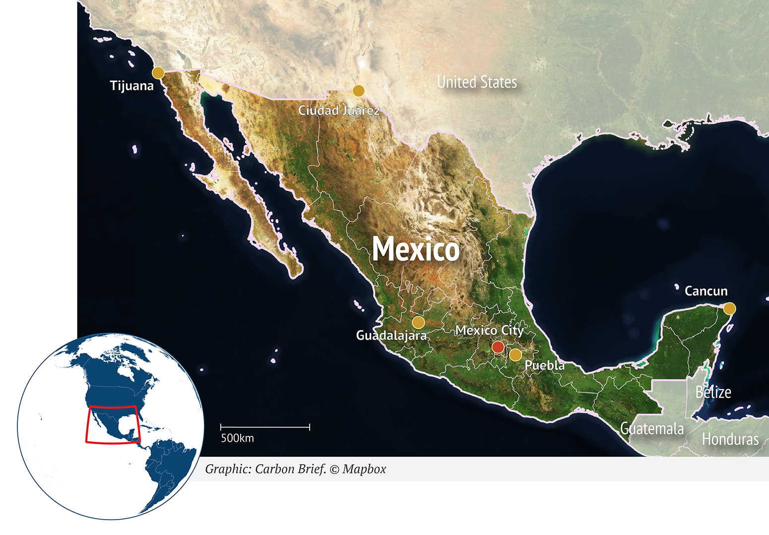 墨西哥在世界地图上的位置