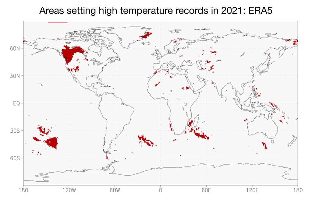 新的历史悠久的高温记录已在2021年迄今为止