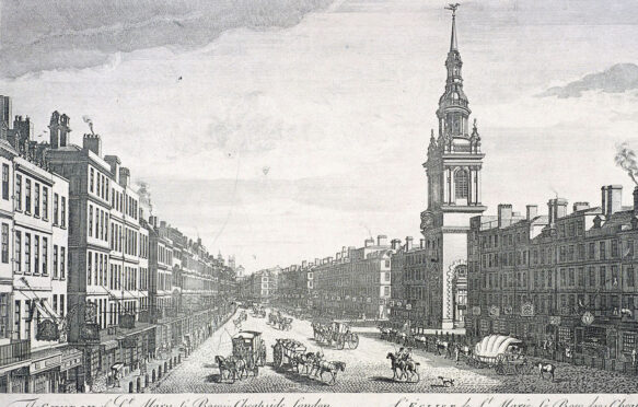 圣玛利勒布,伦敦,1757年,由艺术家托马斯·鲍尔斯。