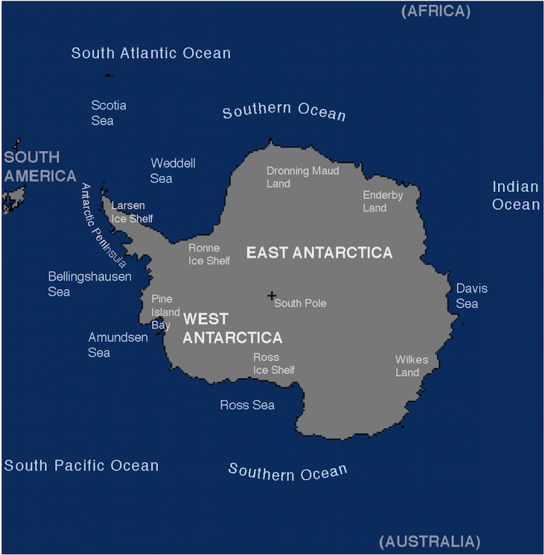 海洋南极洲周边海域和地区。来源:国家冰雪数据中心。