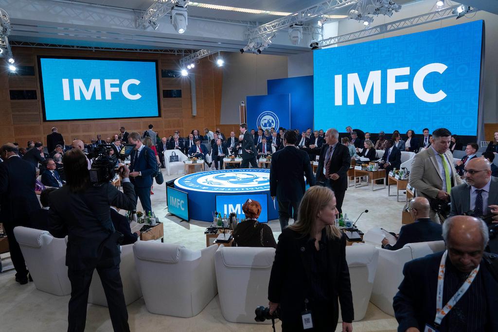 财政部长到全体的国际货币与金融委员会(IMFC)会议上,世界银行/国际货币基金组织春季会议期间在国际货币基金组织(IMF)华盛顿总部于2023年4月14日。